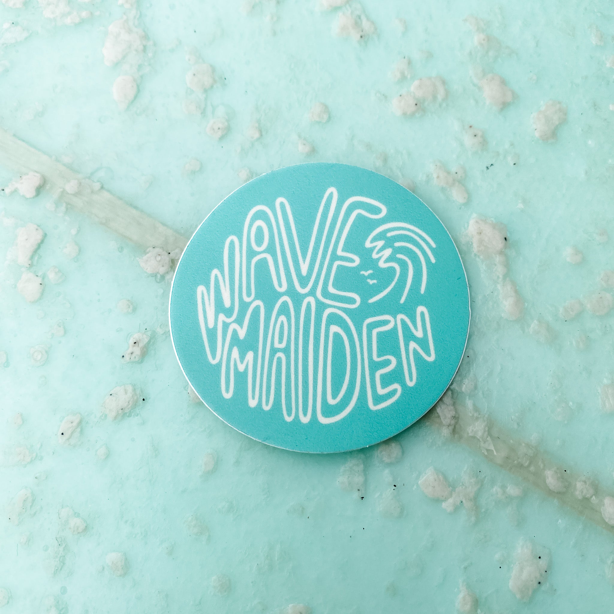 wave maiden waste no waves surf brand logo sticker