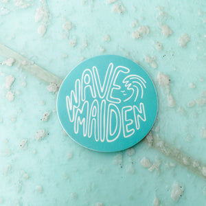 wave maiden waste no waves surf brand logo sticker