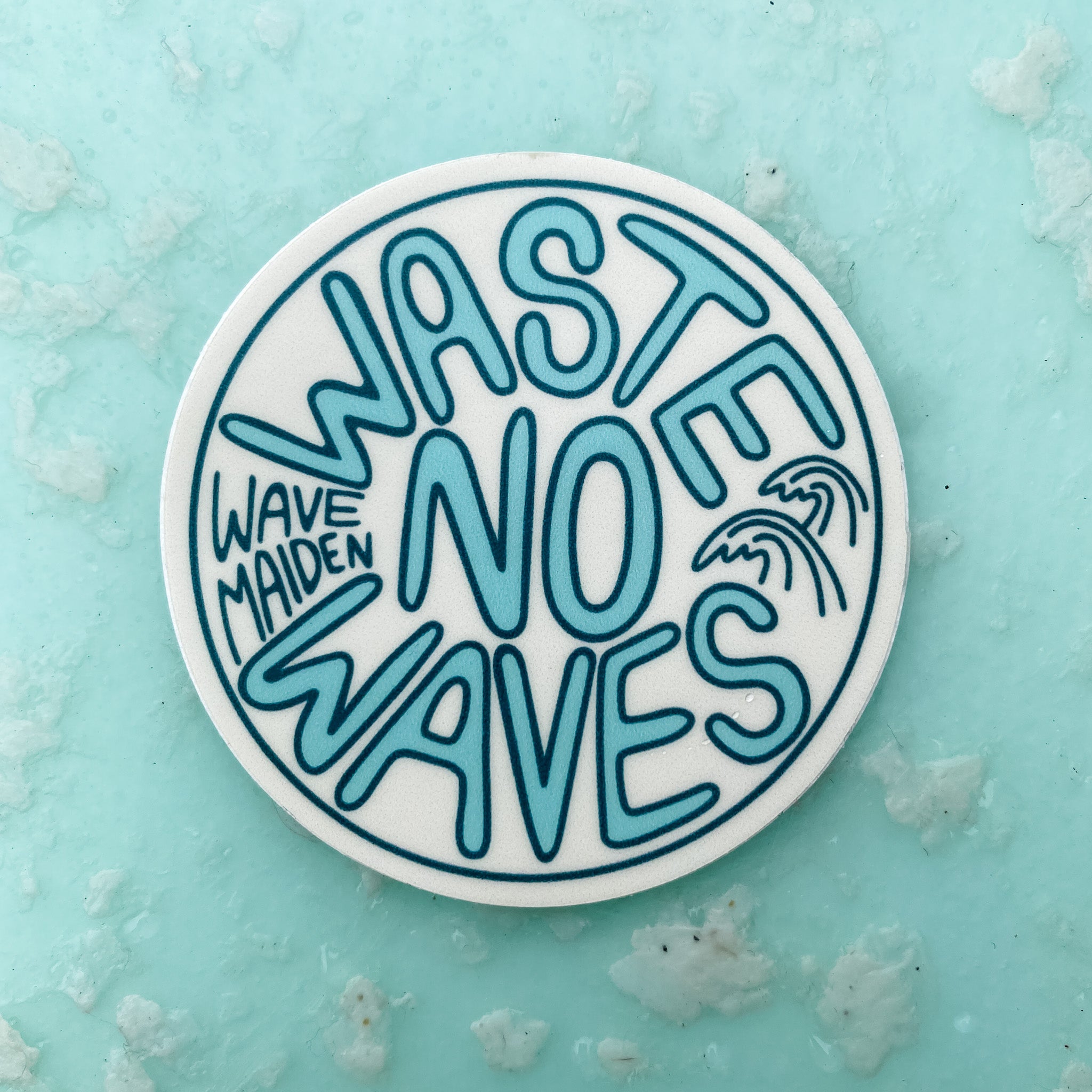 waste no waves surf brand logo sticker