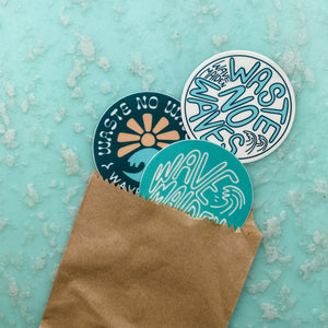 wave maiden eco friendly surf brand logo stickers pack